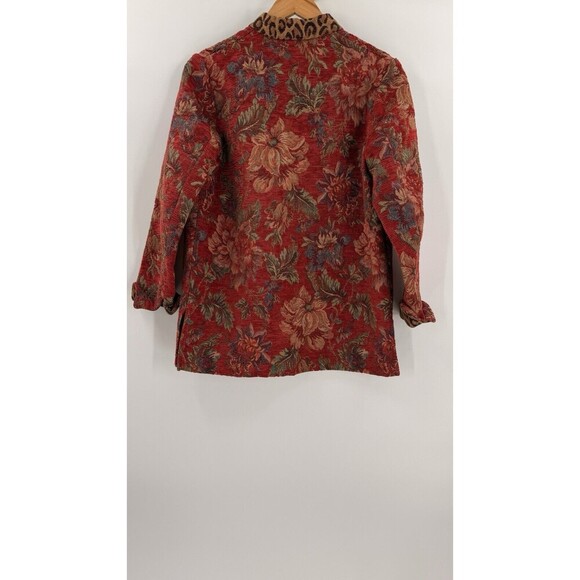 Vintage 90s Laura Ashley Floral Leopard Tapestry Jacket Size Petite SMALL - Picture 5 of 9